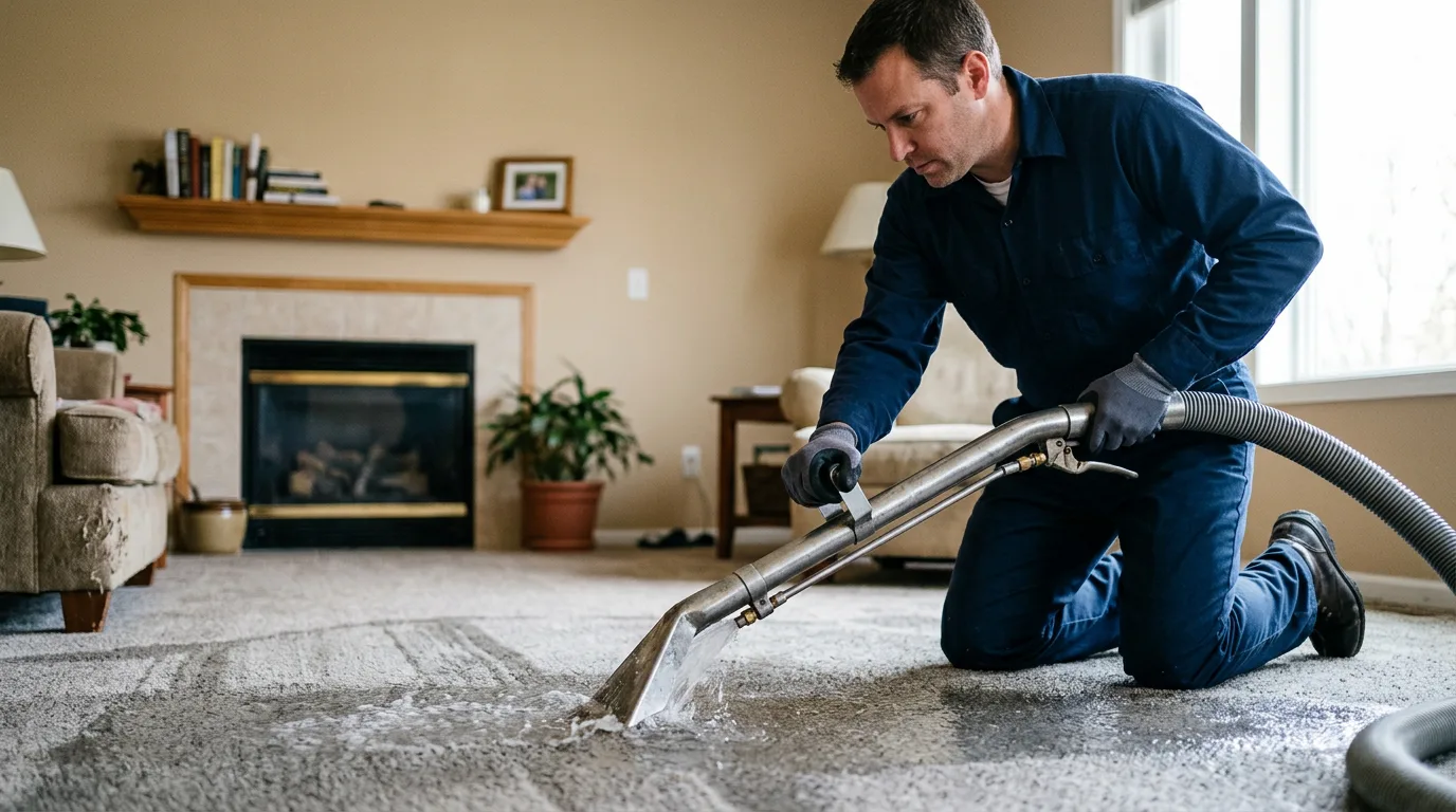 Water damage restoration technician working near Ipswich, MA